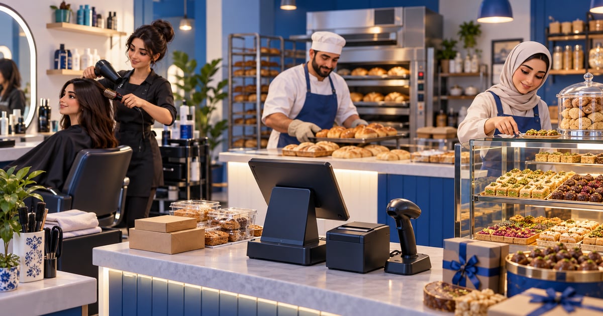 3D scene illustrating Salon, Bakery and Sweets Shop Software in Iraq: How to Choose the Right POS and its day-to-day business workflow