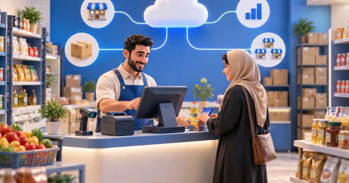 3D scene illustrating Cloud Cashier Software in Iraq: When Do You Need It? and its day-to-day business workflow