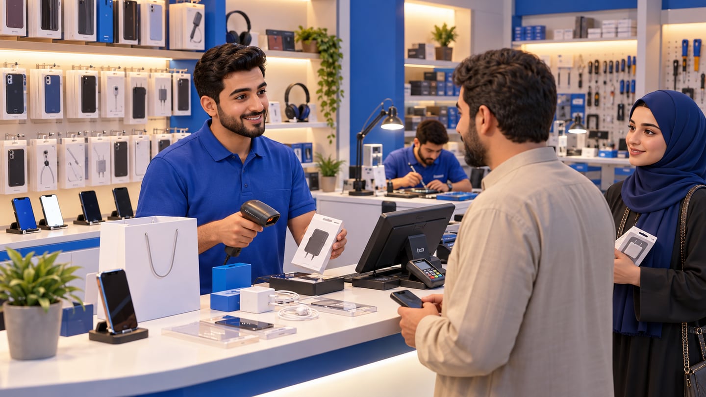 3D illustration of why invoices and customer history matter for Electronics Store Software in Iraq: POS, Stock and Repairs