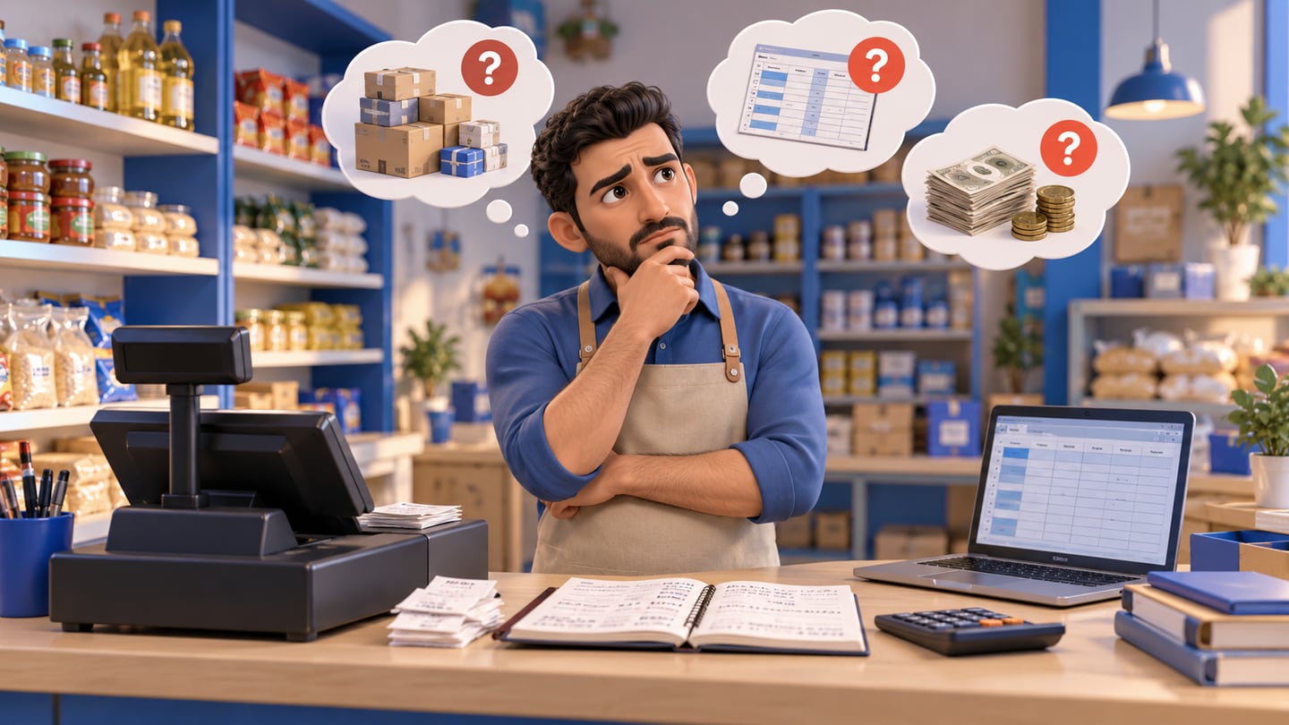 3D illustration of when does a small business outgrow separate tools? for ERP for Small Business in Iraq: POS, Stock and Reports
