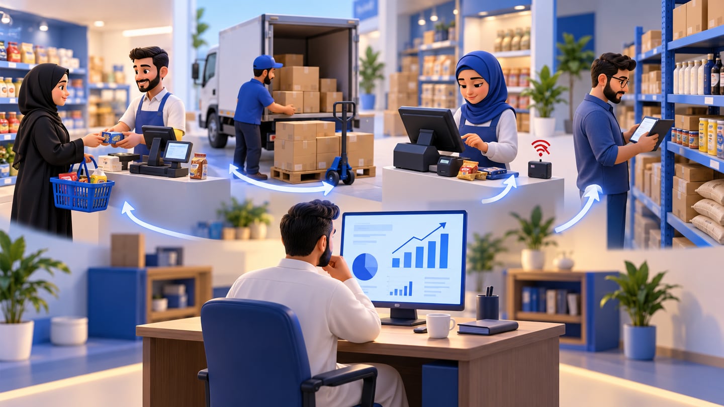 3D illustration of how should iraq businesses compare erp options? for ERP for Small Business in Iraq: POS, Stock and Reports