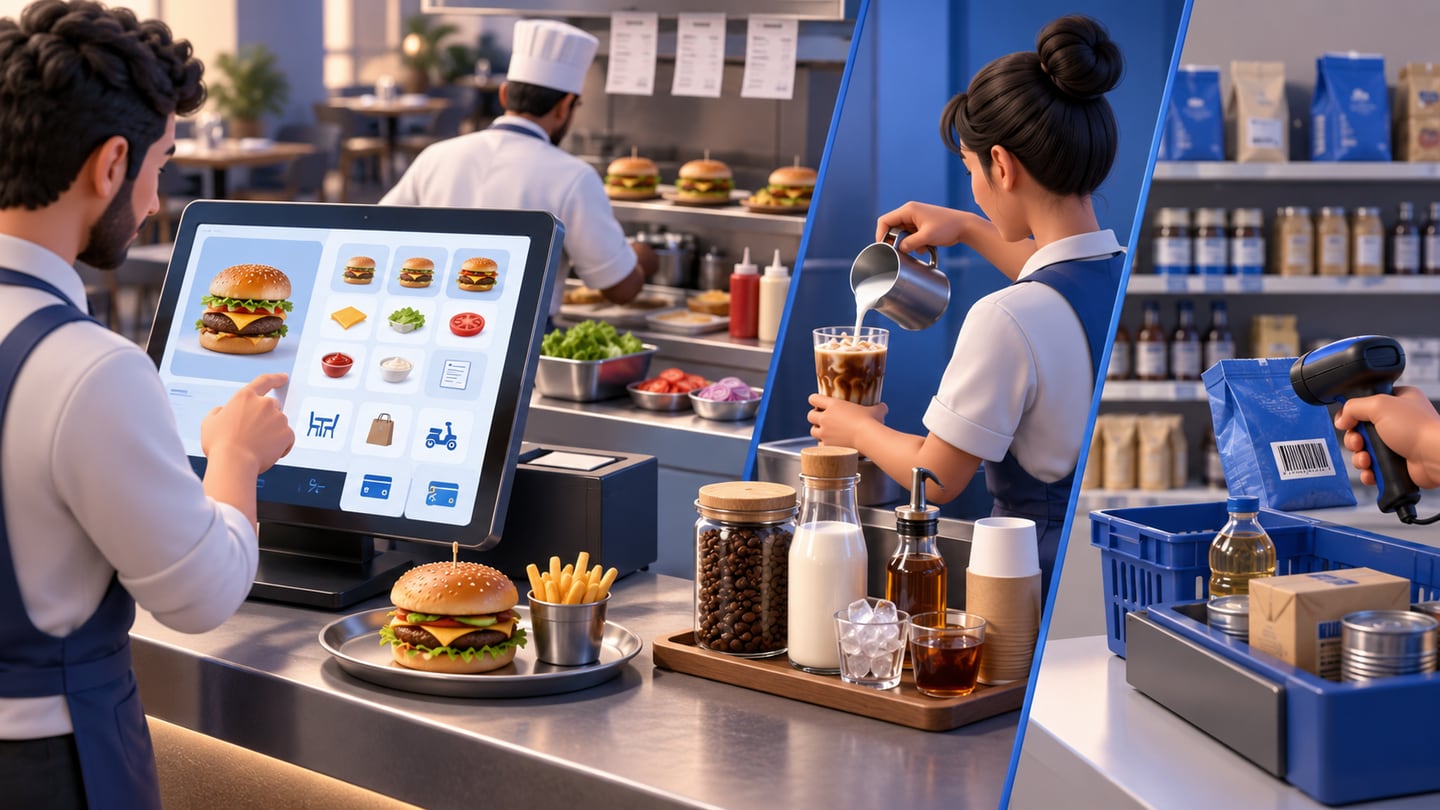 3D illustration of restaurant pos needs are different from retail pos for Free Restaurant POS in Iraq: What You Get and Miss