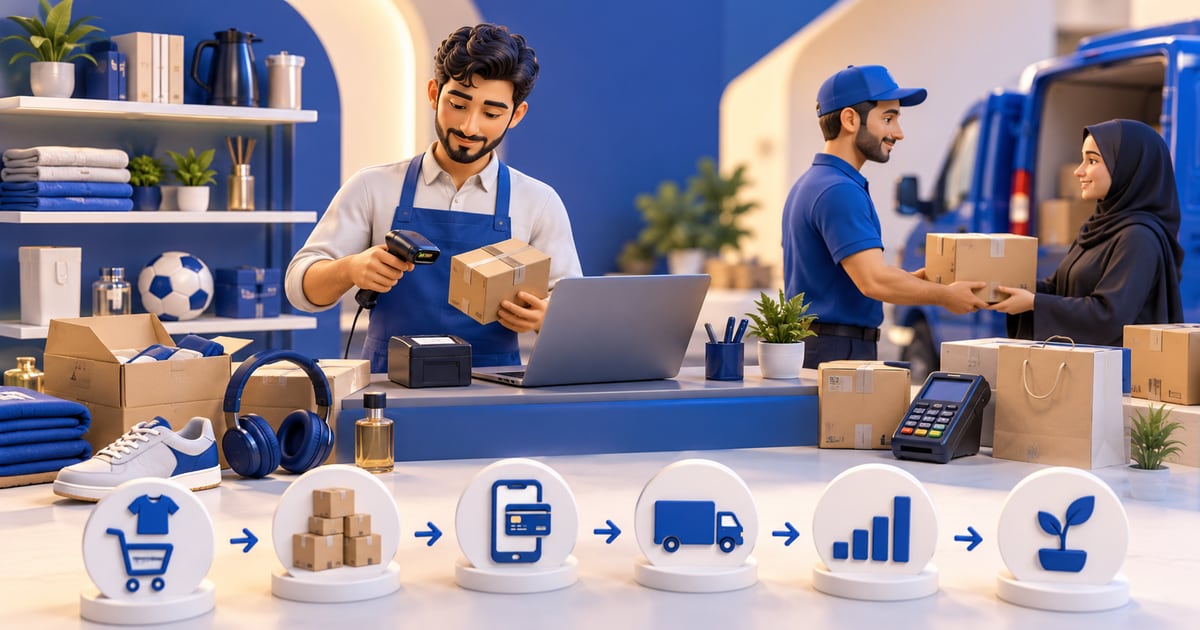 3D scene illustrating Online Store Basra: How Iraq Shops Can Sell Smarter and its day-to-day business workflow