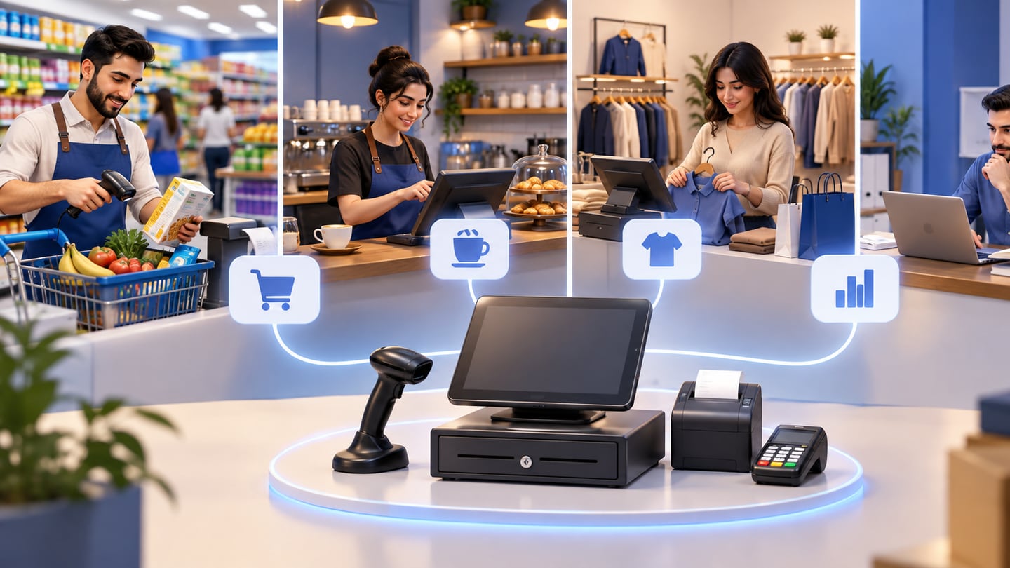 3D illustration of hardware versus software: know the difference for POS Device in Iraq: Hardware, Software and Checkout Checklist