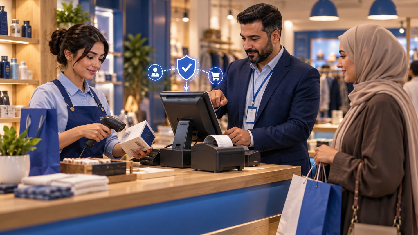 Supervisor approves a retail discount while cashier completes the sale