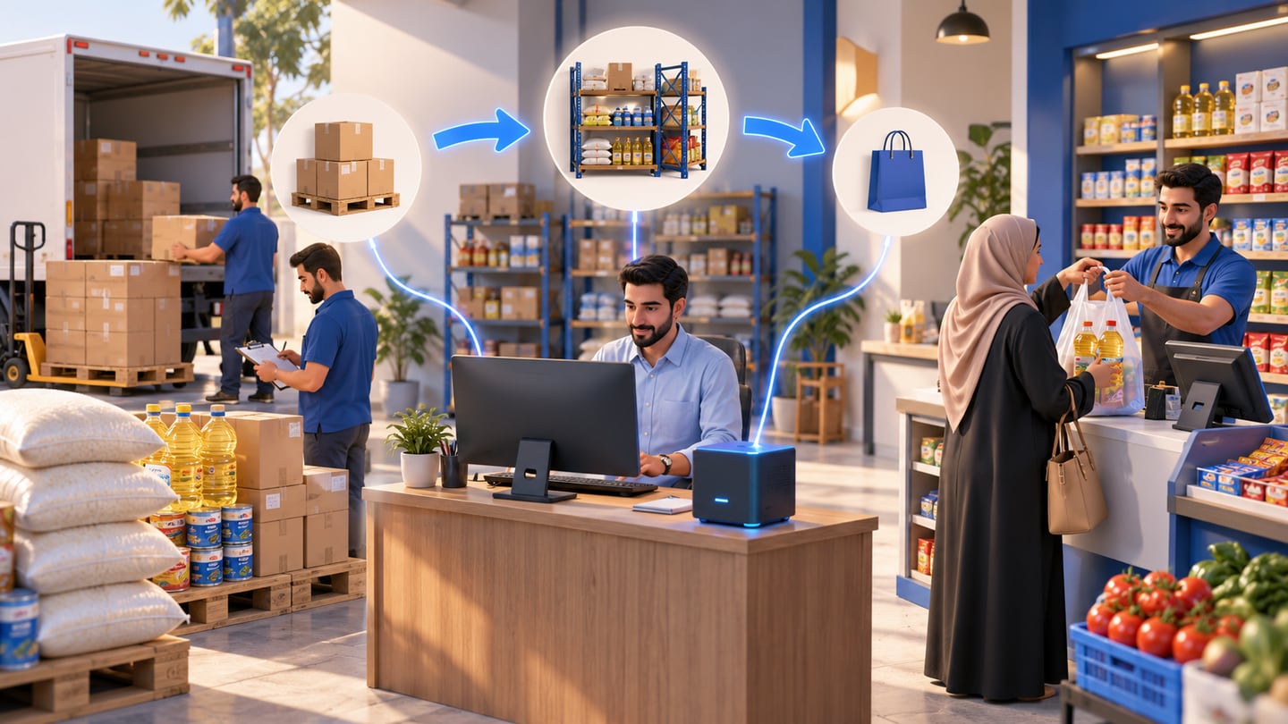3D illustration of what should the software connect? for Sales and Purchase Management Software in Iraq
