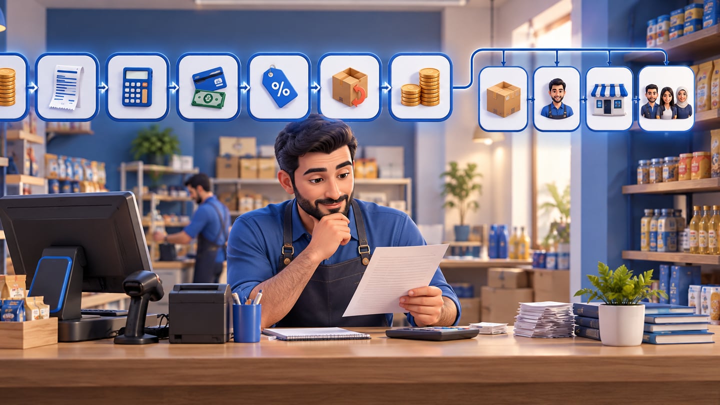 3D illustration of how to read the daily sales report for Sales Reports in Iraq: How to Read POS and Cashier Numbers