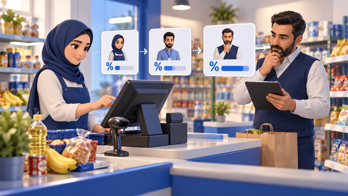 3D illustration of discounts and staff roles protect margin for Shop Cashier Software in Iraq: Daily POS Checklist