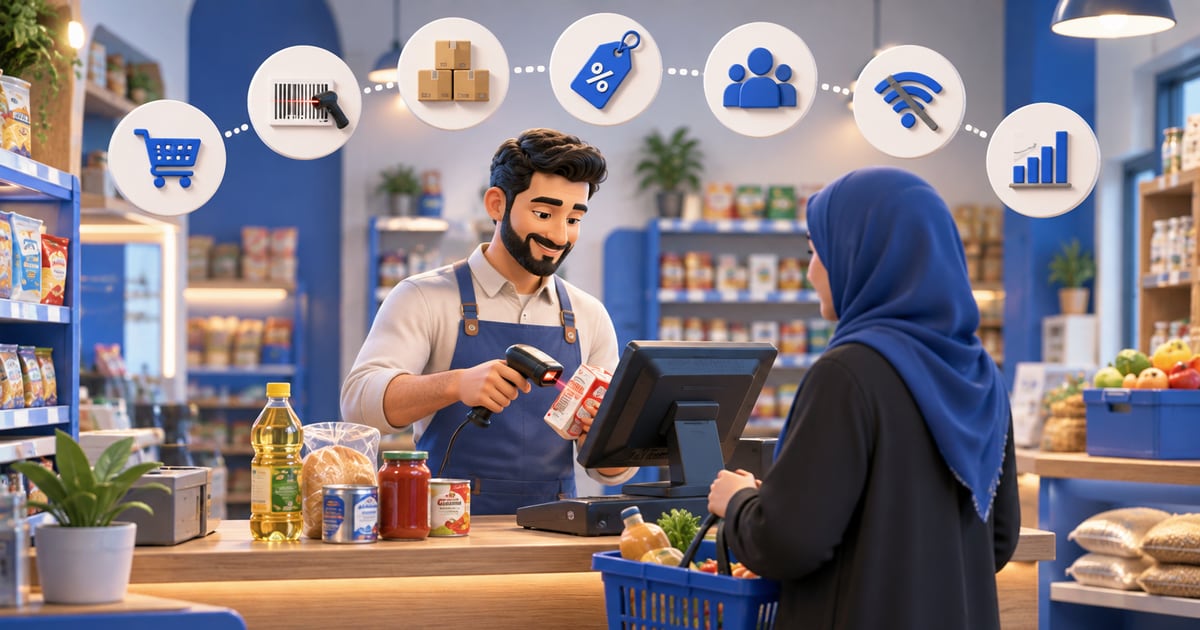 3D scene illustrating Shop Cashier Software in Iraq: Daily POS Checklist and its day-to-day business workflow