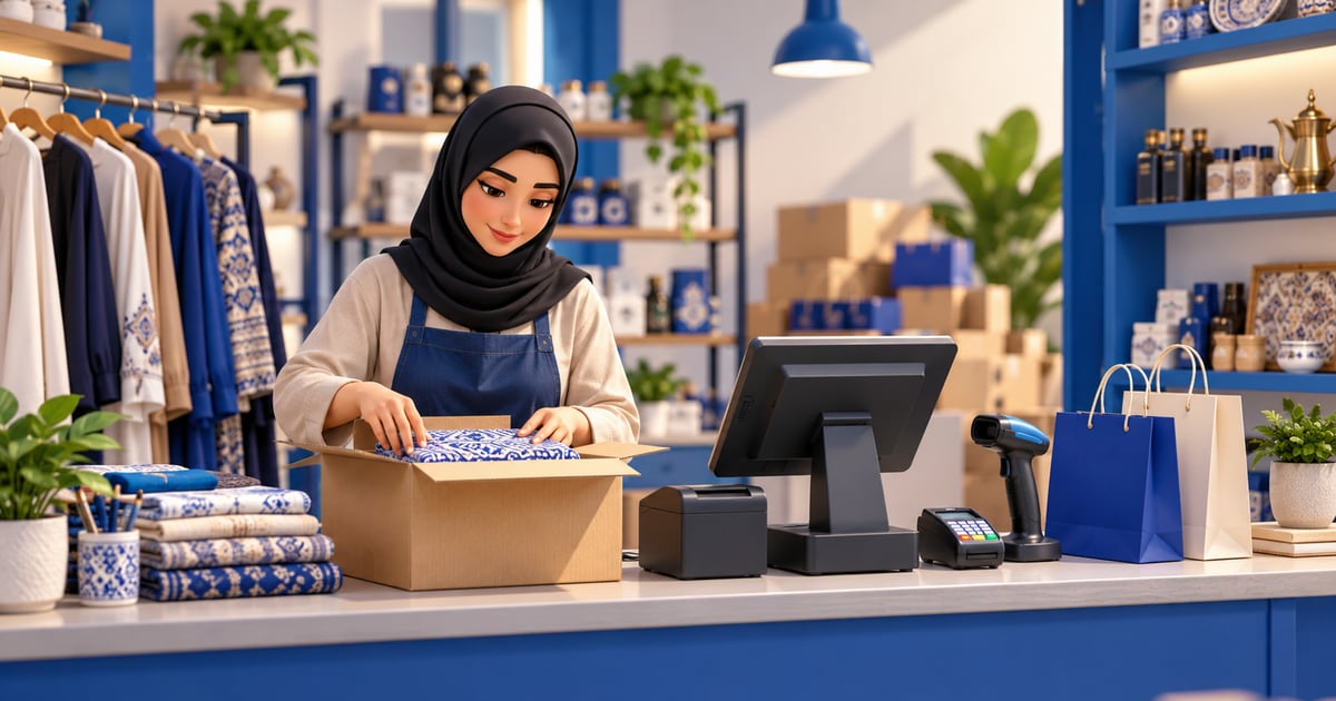 3D scene illustrating Shopify Alternative for Arabic-Speaking Businesses in Iraq and its day-to-day business workflow