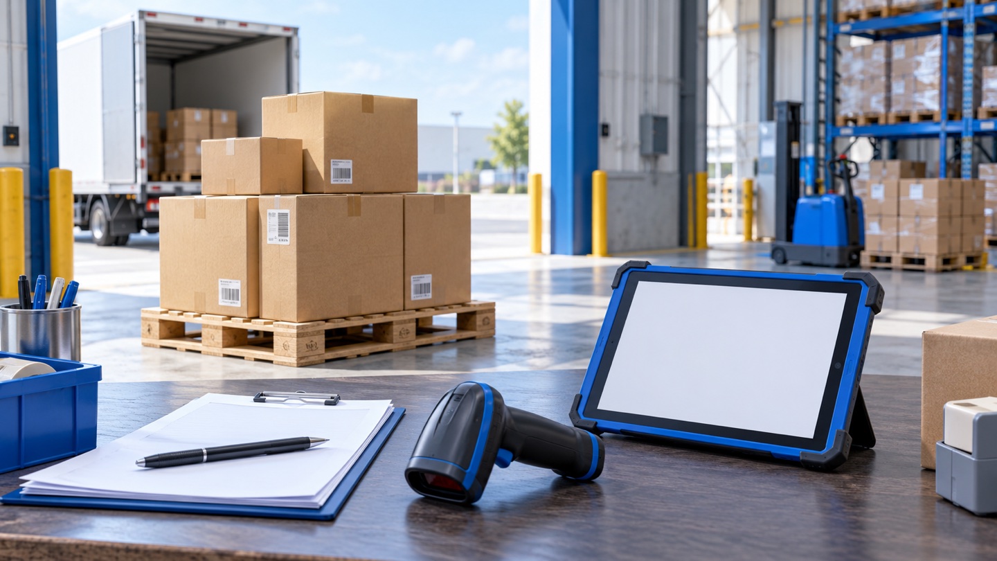 3D illustration of supplier cartons scanned into warehouse receiving
